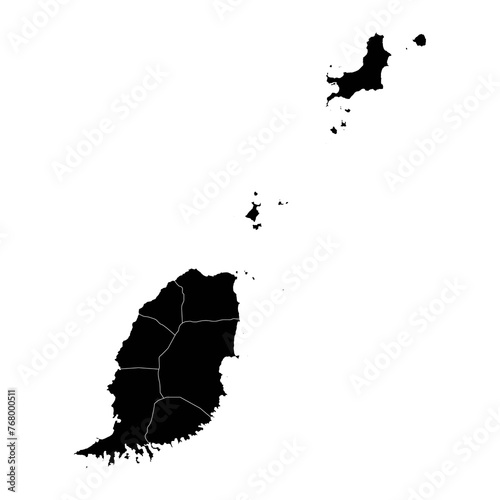 Grenada map with administrative divisions. Vector illustration.