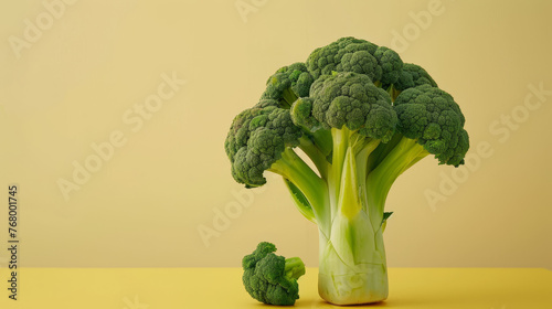 Broccoli against yellow background for a cheerful, healthy display.