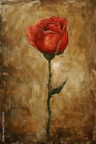 An oil painting of beautiful red roses.