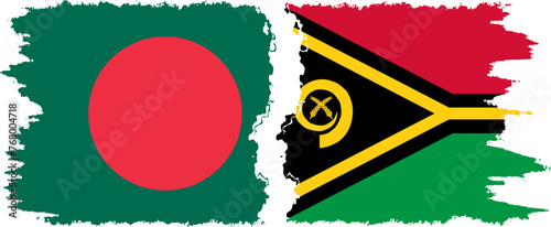 Vanuatu and Bangladesh grunge flags connection vector