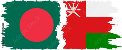 Oman and Bangladesh grunge flags connection vector