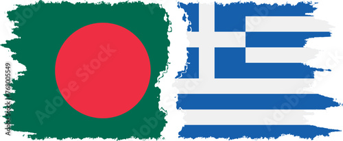 Greece and Bangladesh grunge flags connection vector