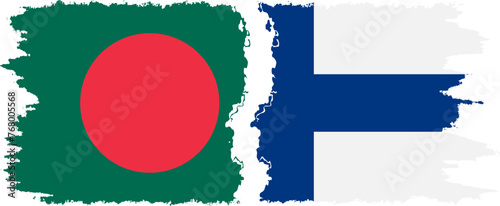 Finland and Bangladesh grunge flags connection vector