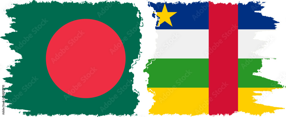 Central African Republic and Bangladesh grunge flags connection vecto Central African Republic and Bangladesh grunge flags connection vecto