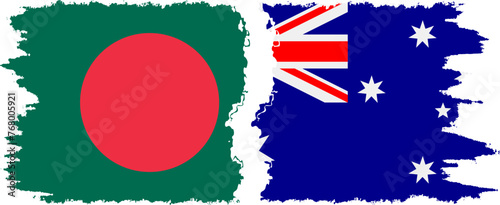 Australia and Bangladesh grunge flags connection vector