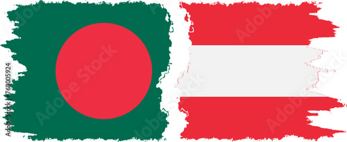 Austria and Bangladesh grunge flags connection vector