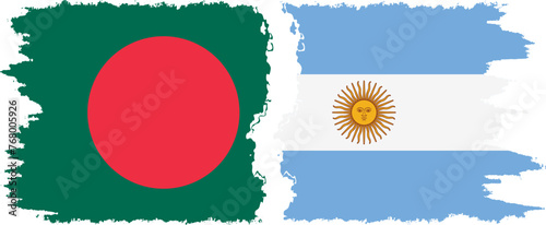 Argentina and Bangladesh grunge flags connection vector