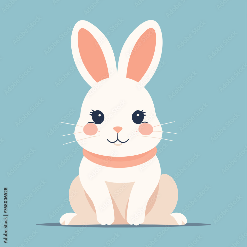 Obraz premium Rabbit simple style flat cartoon illustration vector design