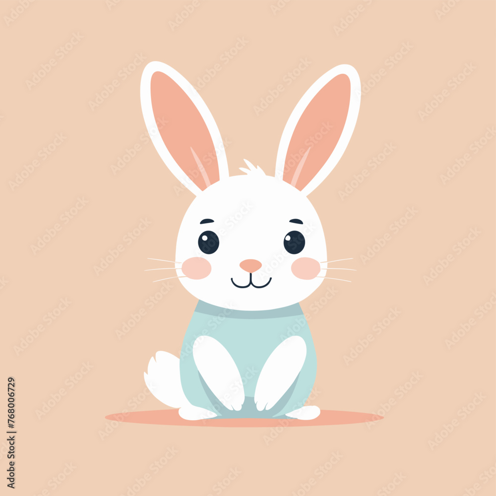 Fototapeta premium Rabbit simple style flat cartoon illustration vector design