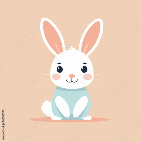 Rabbit simple style flat cartoon illustration vector design