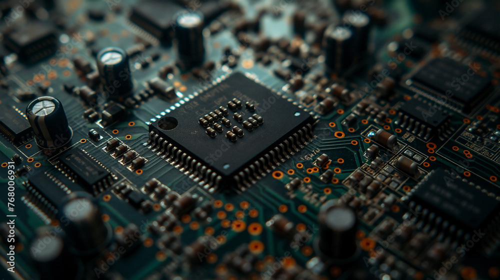 Electronic circuit board motherboard close up shot Electronic circuit board motherboard close up shot