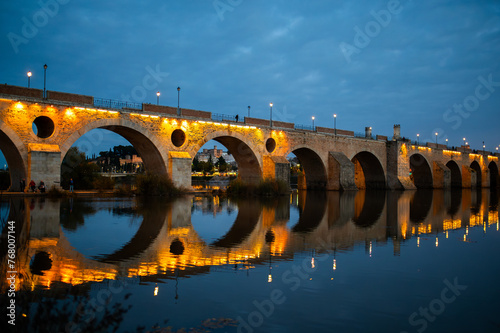 Reflejo de Puente de Palmas al atardecer, Badajoz photo