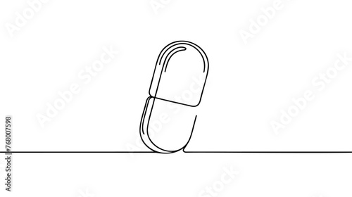 Single one line drawing single pill, capsule isometric icon. painkillers, antibiotics, vitamins and aspirin. Medical pills icon. Modern continuous line draw design graphic vector illustration.