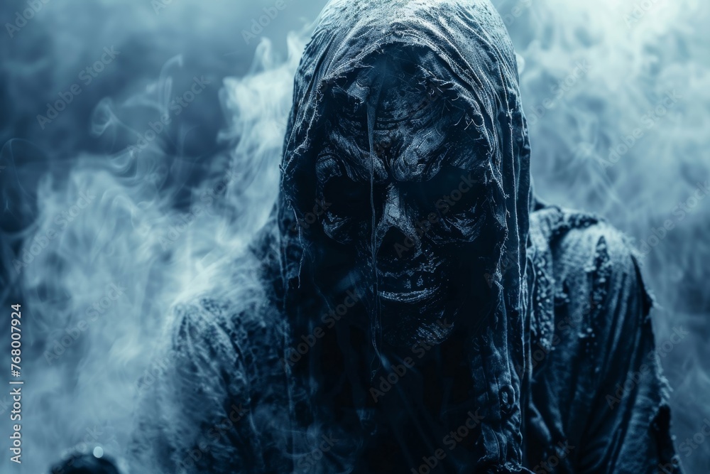 The haunting specter of a killer, part-human, part-fiend, a chilling embodiment of malevolence and supernatural horror