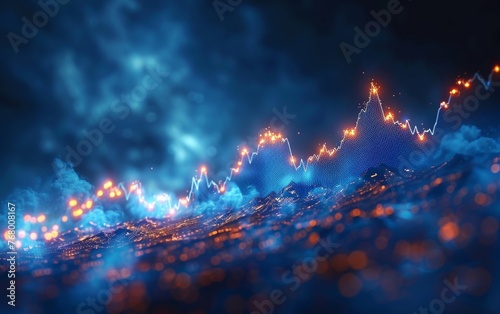 The escalating stock prices are depicted in a vibrant chart, representing substantial market gains. Ideal for illustrating financial progress or promoting investment opportunities.