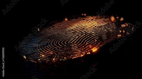 futuristic digital processing of biometric fingerprint scanner. concept of surveillance and security scanning of digital programs and fingerprint biometrics. cyber futuristic applications  future.