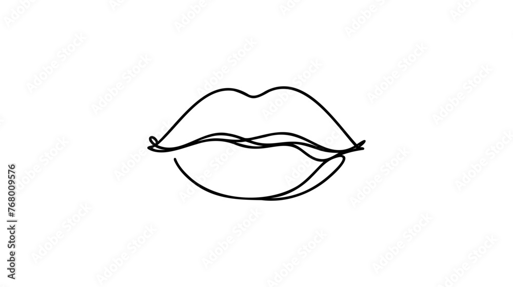 Continuous line female lips, vector illustration. Continuous line female lips, vector illustration.