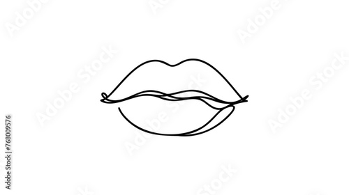 Continuous line female lips, vector illustration.