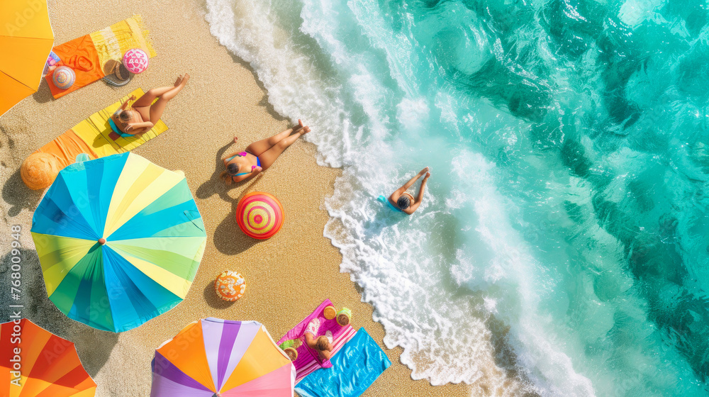 Naklejka premium Ocean Bliss: Sunbathing Delight