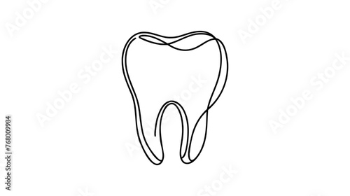 Single continuous line art anatomical human tooth silhouette. Healthy medicine against molar enamel root cavity concept design world oral health day one sketch outline drawing vector illustration.