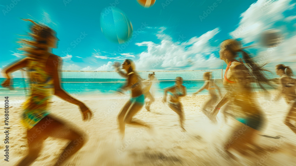 Energetic Beach Volleyball Players in Action