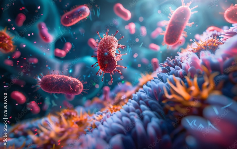 A detailed representation of the active interactions between micronutrients and healthy bacteria A detailed representation of the active interactions between micronutrients and healthy bacteria