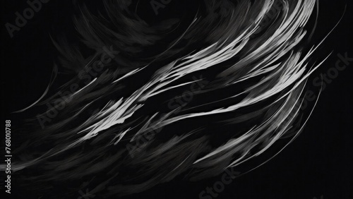 Black and silver ink brush stroke Black background