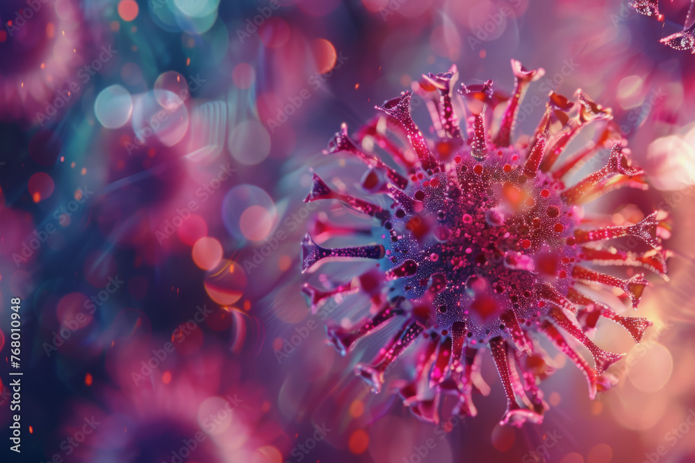 Fototapeta premium Bacteria virus, microbe Bacteria virus or germs microorganism cells under a microscope. AI Generator