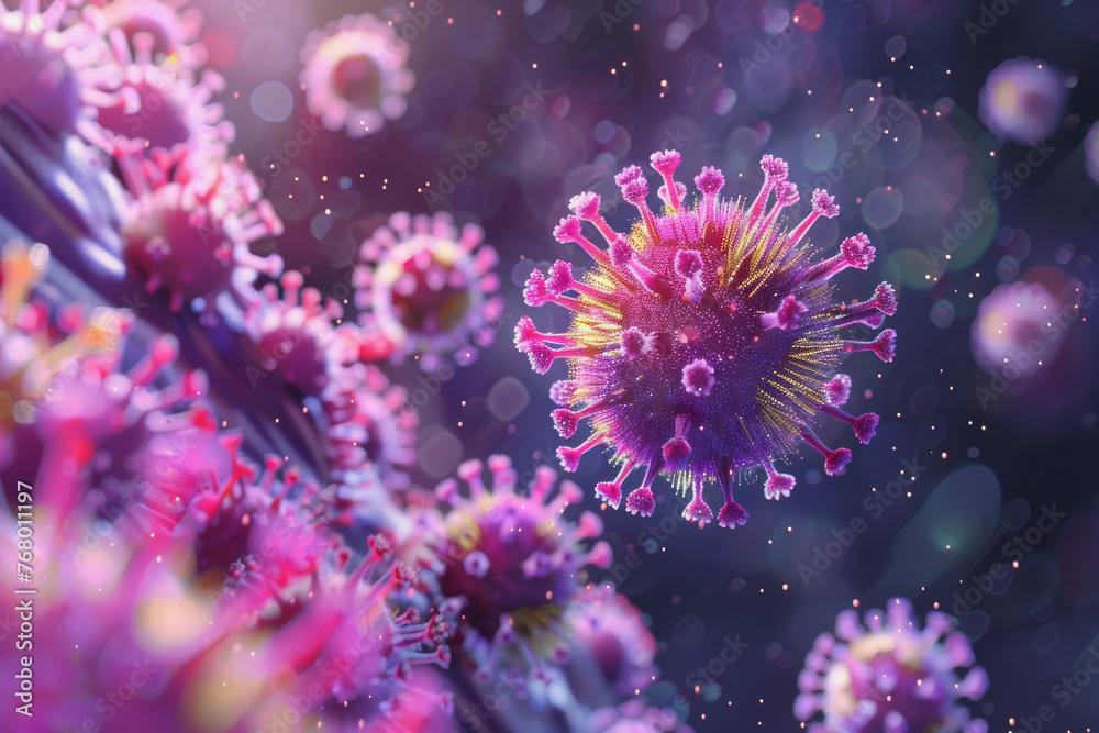 Bacteria virus, microbe Bacteria virus or germs microorganism cells under a microscope. AI Generator Bacteria virus, microbe Bacteria virus or germs microorganism cells under a microscope. AI Generator