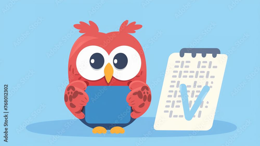 Owl solving a crossword puzzle Owl solving a crossword puzzle