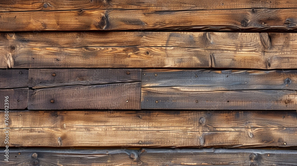 Naklejka premium The walls made of timber planks that have different tones make it beautiful and unique.