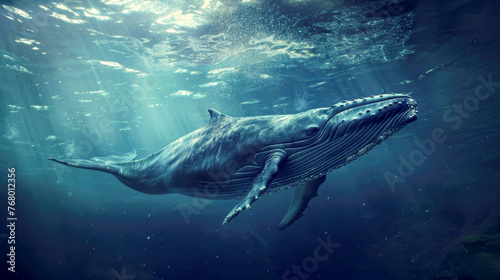 A captivating image depicting the impressive presence of a humpback whale as it breaks the surface of the Caribbean Sea, offering a glimpse into the mesmerizing world beneath the waves