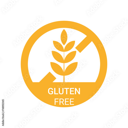 Gluten free orange icon, badge labels vector. Gluten-free food symbol, stamp icons. Gluten free icon symbol Isolated on white. Packaging badges, vector illustration.