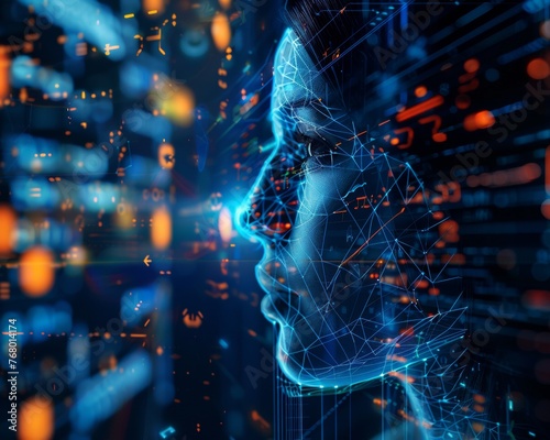 Obraz na płótnie Revolutionizing user experience with AI-driven personalization and security on futuristic tech devices