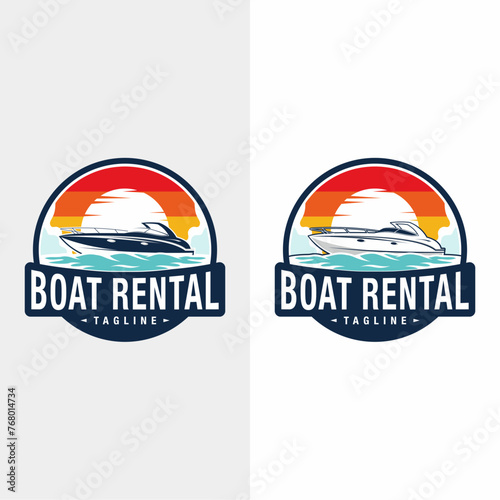 boat logo design icon vector