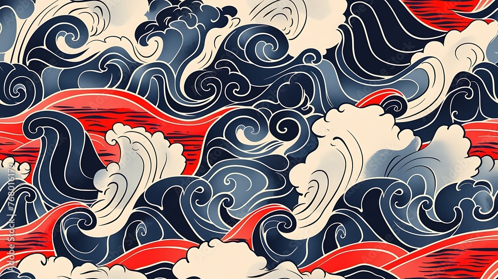 japanese wave seamless pattern