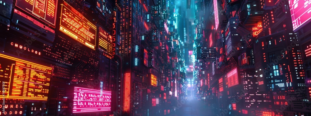 Futuristic AI firewall battling malware in a cyberpunk landscape, vivid colors. Futuristic AI firewall battling malware in a cyberpunk landscape, vivid colors.