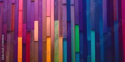 Grungy colorful wood strips. Wooden wall or floor of color full wood planks. Colorful spectrum of wood background. 4K Video
