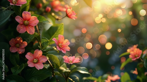 Close Up of Flowers Clustered on Tree Branch