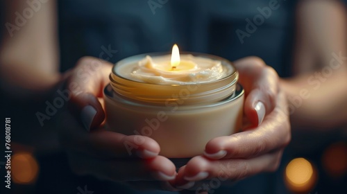 Person Holding Jar With Candle
