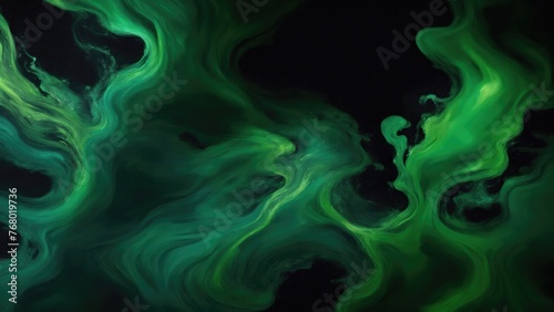 Dark Green smoke acrylic paints Liquid fluid art abstract background