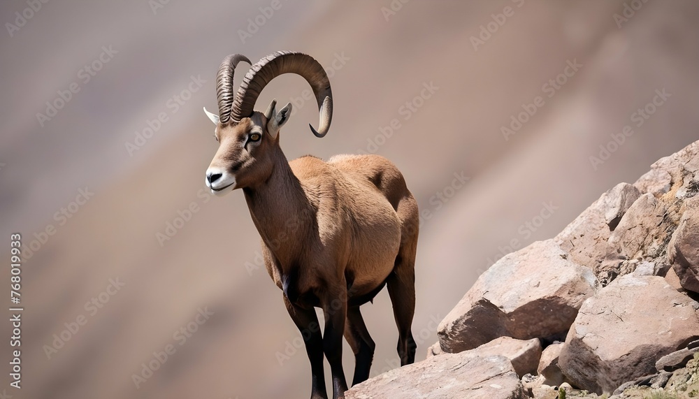 An Ibex With A Watchful Gaze Scanning Its Surround