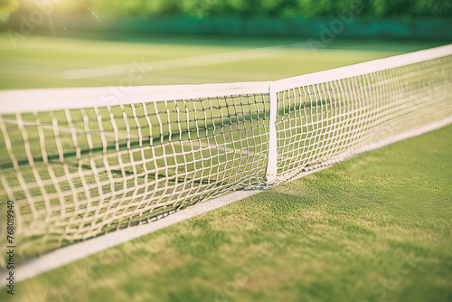 Grass and net inviting players to step on tennis court © Bonsales
