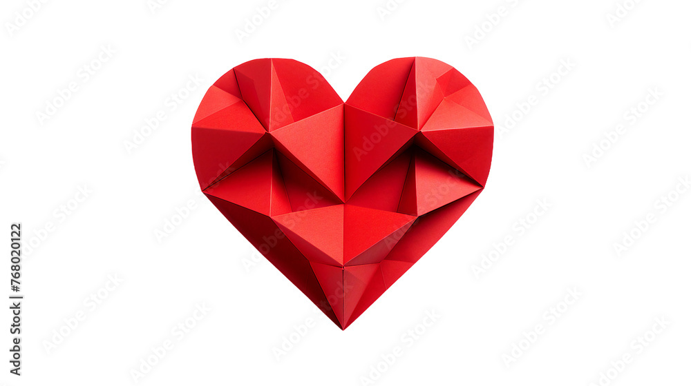 Romantic Origami Heart Card on Transparent Background - Valentine's Day Craft Concept with Copy Space for Greeting Message or Wedding Invitation Romantic Origami Heart Card on Transparent Background - Valentine's Day Craft Concept with Copy Space for Greeting Message or Wedding Invitation