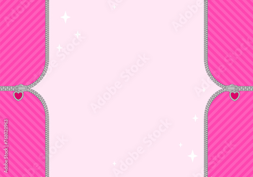 Abstract pink background vector illustration. Bright pink striped on pale background for a themed party in style doll surprised. Open vector zipper and cute lock. Rose birth backdrop template