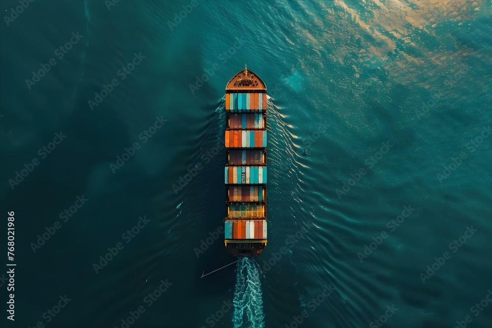 A container ship at a port showcasing smart logistics technology for efficient freight shipment tracking and delivery. Concept Container Ships, Port Technology, Efficient Logistics, Freight Tracking