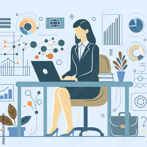 Vector illustration Working woman
