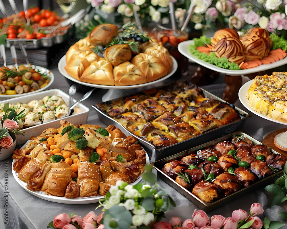 People group catering buffet food