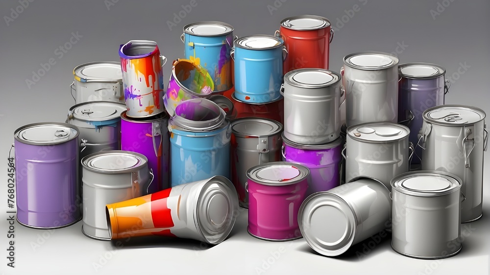 Paint cans in transparent PNG format, as well as a png file showing a single, shadowed cutout item on a transparent background Paint cans in transparent PNG format, as well as a png file showing a single, shadowed cutout item on a transparent background