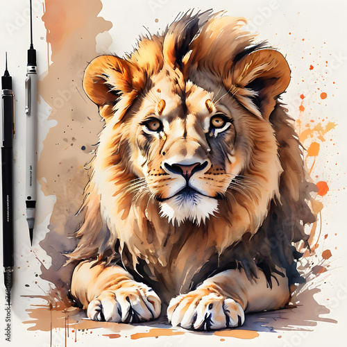 Sun-drenched portrait of a majestic lion